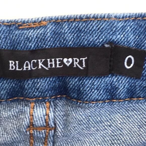 Blackheart hi rise denim shorts frayed & net sz 0 - Picture 6 of 8